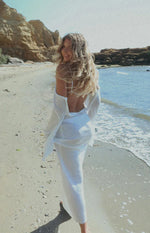 Kendrick White Sequin Knit Long Sleeve Maxi Dress