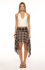 Khalea Blue Plaid Hanky Hem Midi Skirt Image