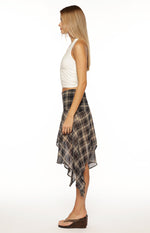 Khalea Blue Plaid Hanky Hem Midi Skirt Image