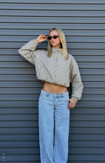 Lee Beige Plaid Funnel Neck Jacket - PRE ORDER