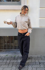 Lee Beige Plaid Funnel Neck Jacket - PRE ORDER