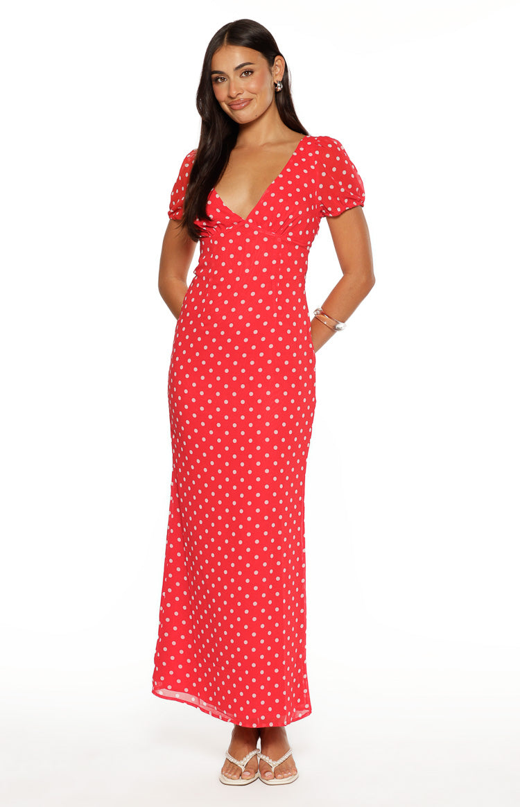 Lovella Red Polka Dot Maxi Dress Image