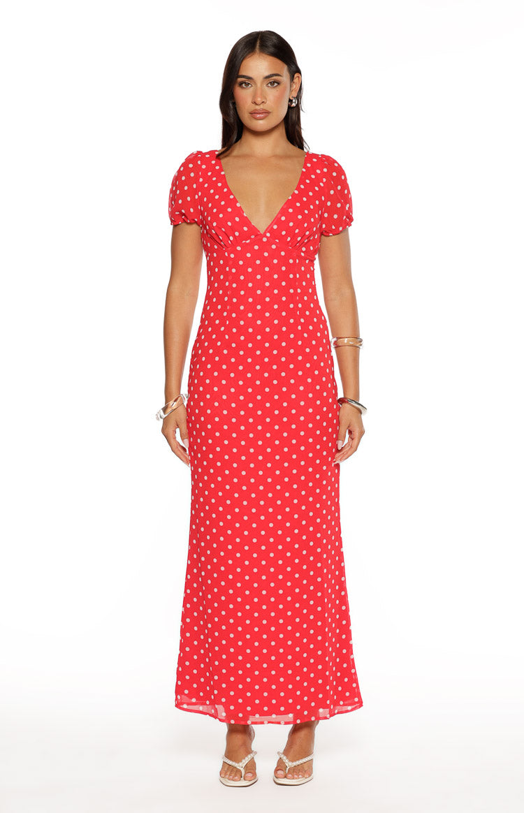 Lovella Red Polka Dot Maxi Dress Image