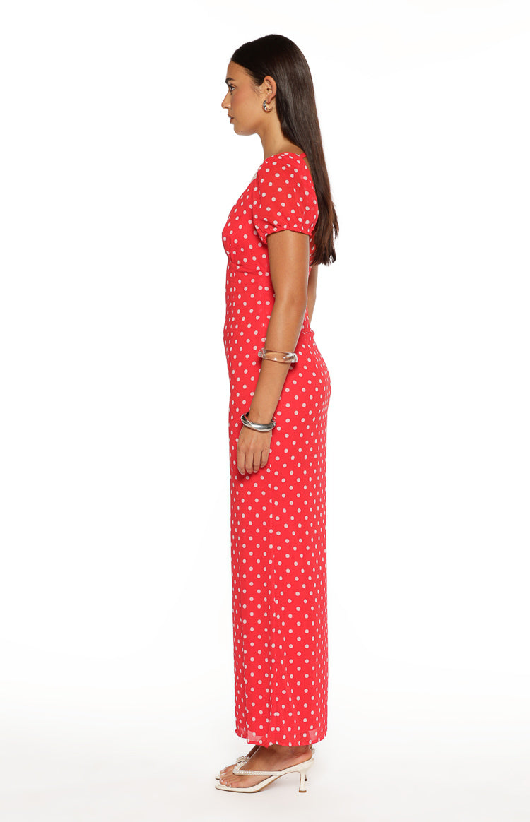 Lovella Red Polka Dot Maxi Dress Image