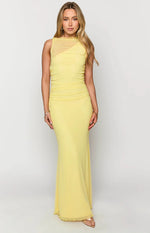 Luca Yellow Mesh Maxi Dress
