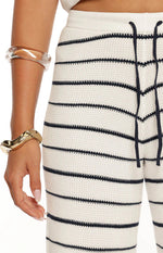 Maple White Navy Stripe Knit Pants