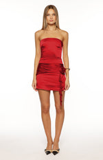 Natalie Red Rose Strapless Mini Dress Image