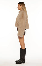 Nero Light Brown Faux Fur Jacket