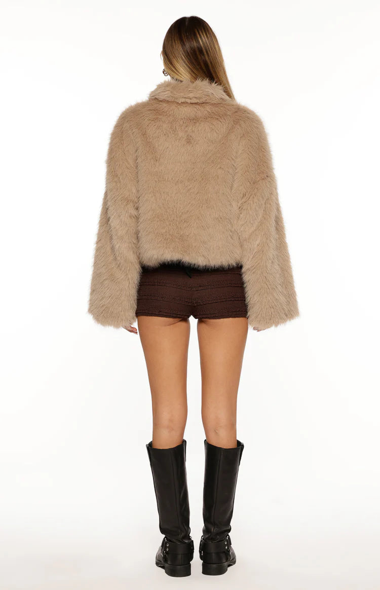 Nero Light Brown Faux Fur Jacket