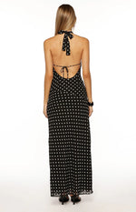 North Black Polka Dot Cowl Neck Maxi Dress