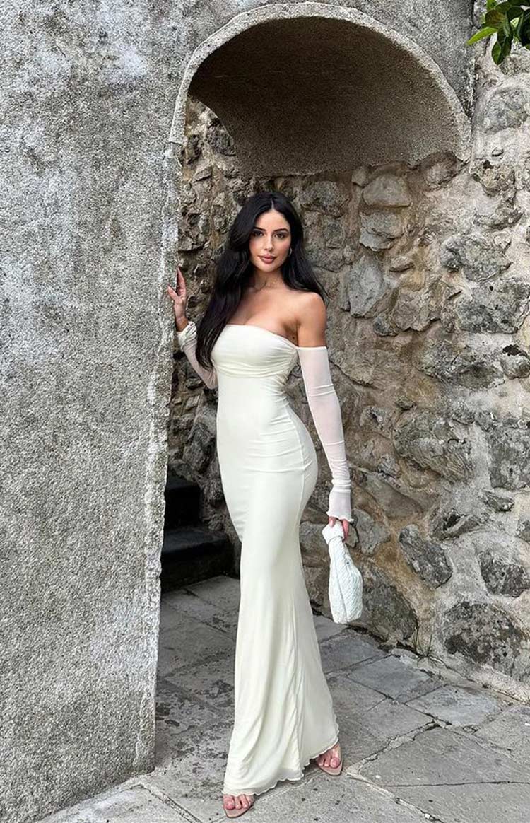 Odette Cream Long Sleeve Formal Maxi Dress | Beginning Boutique NZ Odette Cream Long Sleeve Formal Maxi Dress | Beginning Boutique NZ