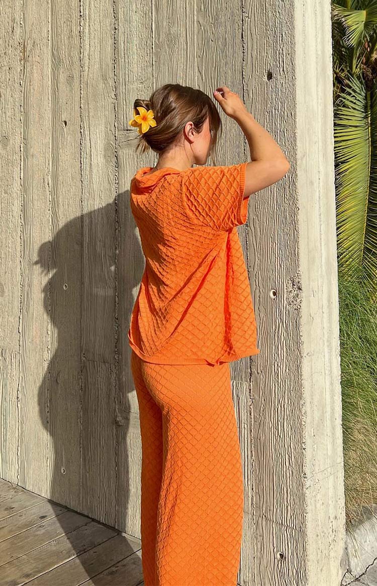 Zaida Orange Knit Top Image