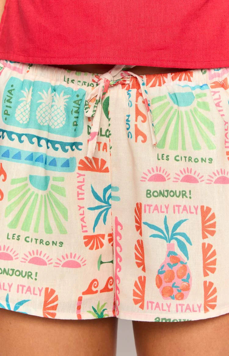 Ottie Dolce Vita Print Shorts