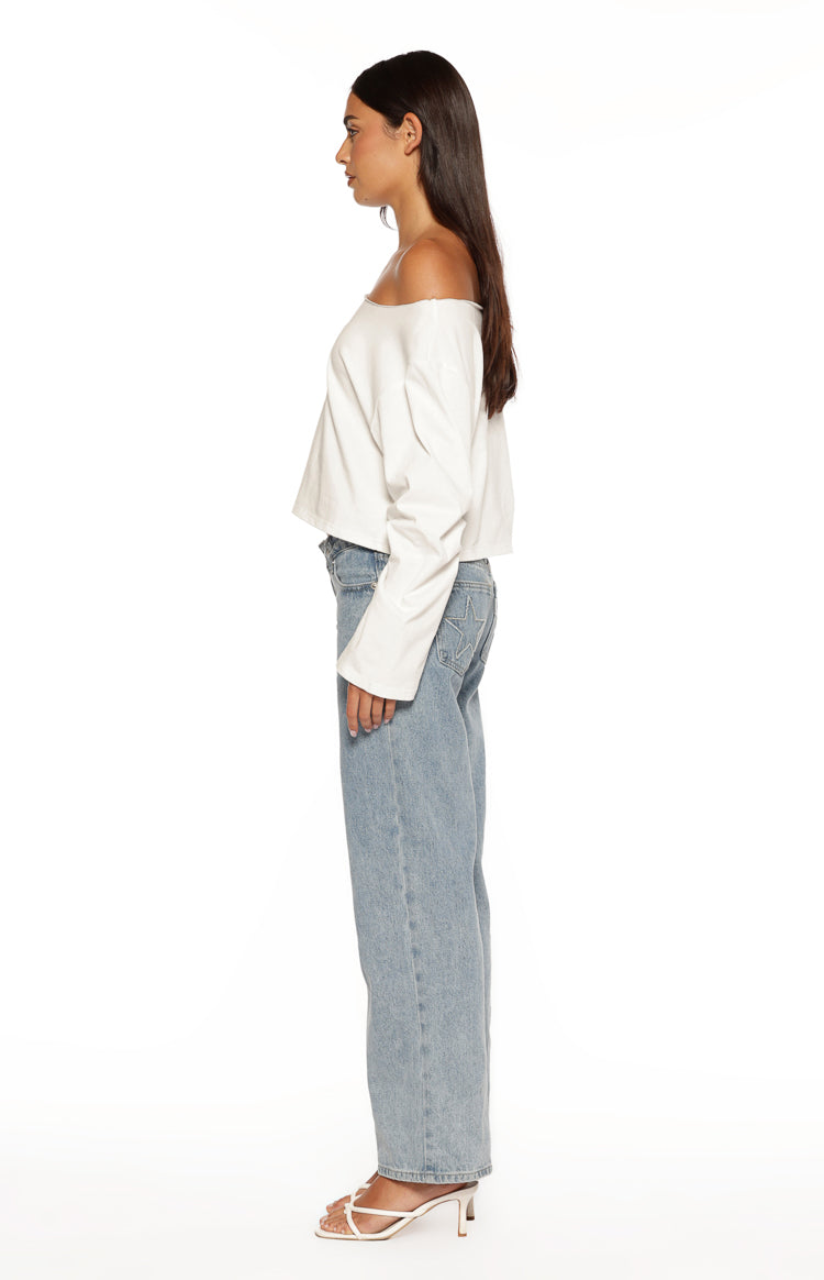 Phoenix White Off Shoulder Long Sleeve Top Image