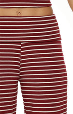 Pippen Burgundy Stripe Foldover Wide Leg Pants