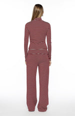 Poppi Burgundy Stripe Double Zip Sweater Image