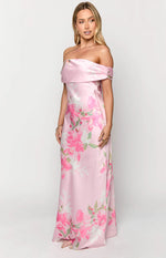 Seraphina Pink Floral Print Off The Shoulder Maxi Dress