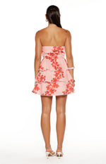 Sofia Pink Floral Strapless Ruffle Mini Dress - PRE ORDER Image