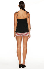 Solei Black Ruched Tie Strap Top