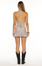 Some Nights White Zebra Print Mini Skirt Image