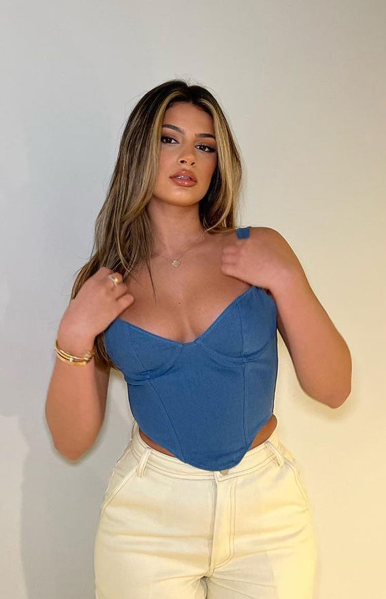 Stella Blue Denim Corset Top Image