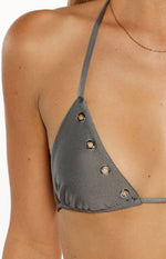 Talk That Talk Grey Sparkle Eyelet Bikini Top Image