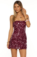 Tether Purple Sequin Strapless Party Mini Dress Image