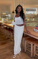 Beginning Boutique The Moment White Maxi Skirt white textured fitted maxi skirt