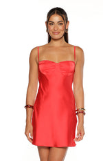Tinsley Red Satin Party Mini Dress Image