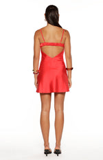 Tinsley Red Satin Party Mini Dress Image