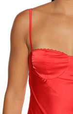 Tinsley Red Satin Party Mini Dress