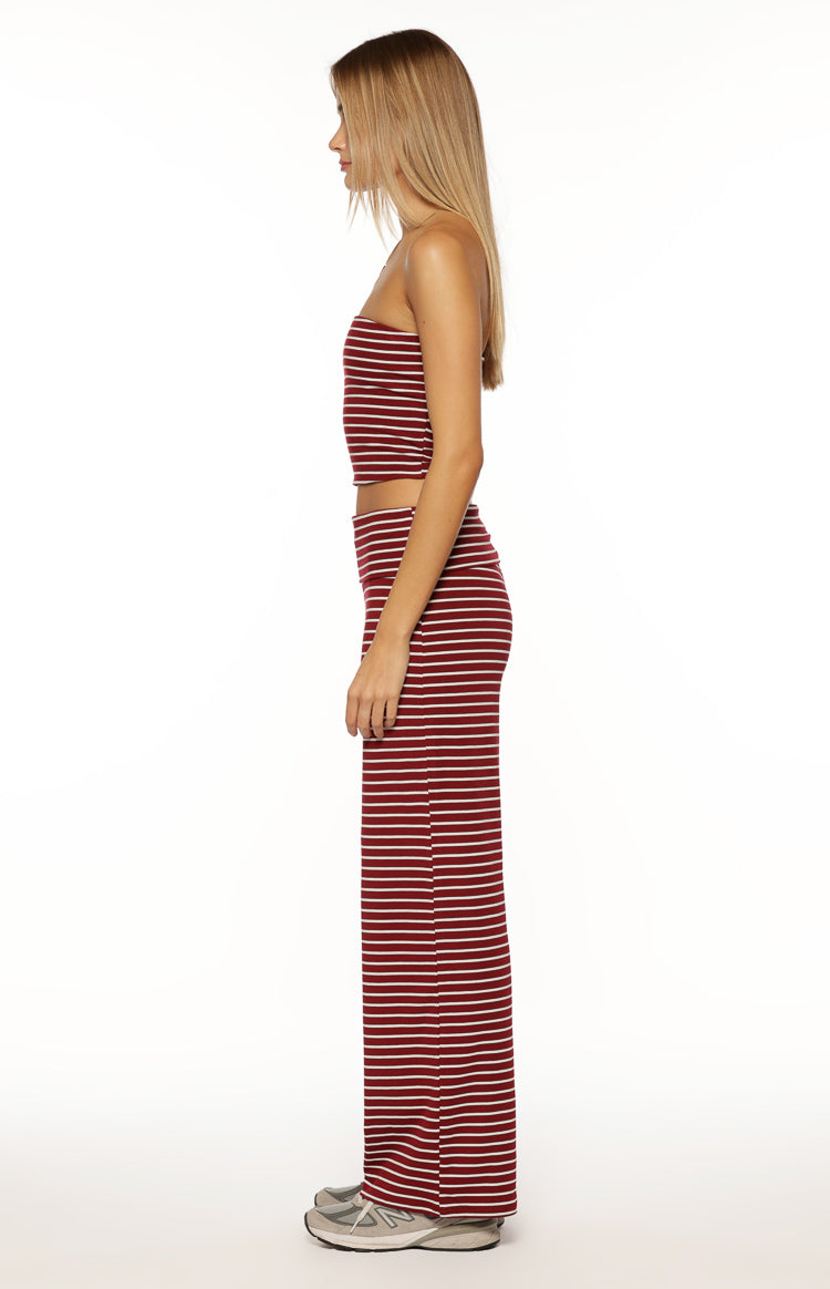 Vaeda Burgundy Stripe Strapless Tube Top Image