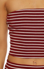 Vaeda Burgundy Stripe Strapless Tube Top Image