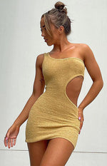 Laurynn Mustard Knit Mini Dress Image