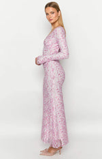 Zach Pink Long Sleeve Maxi Dress
