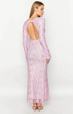Zach Pink Long Sleeve Maxi Dress