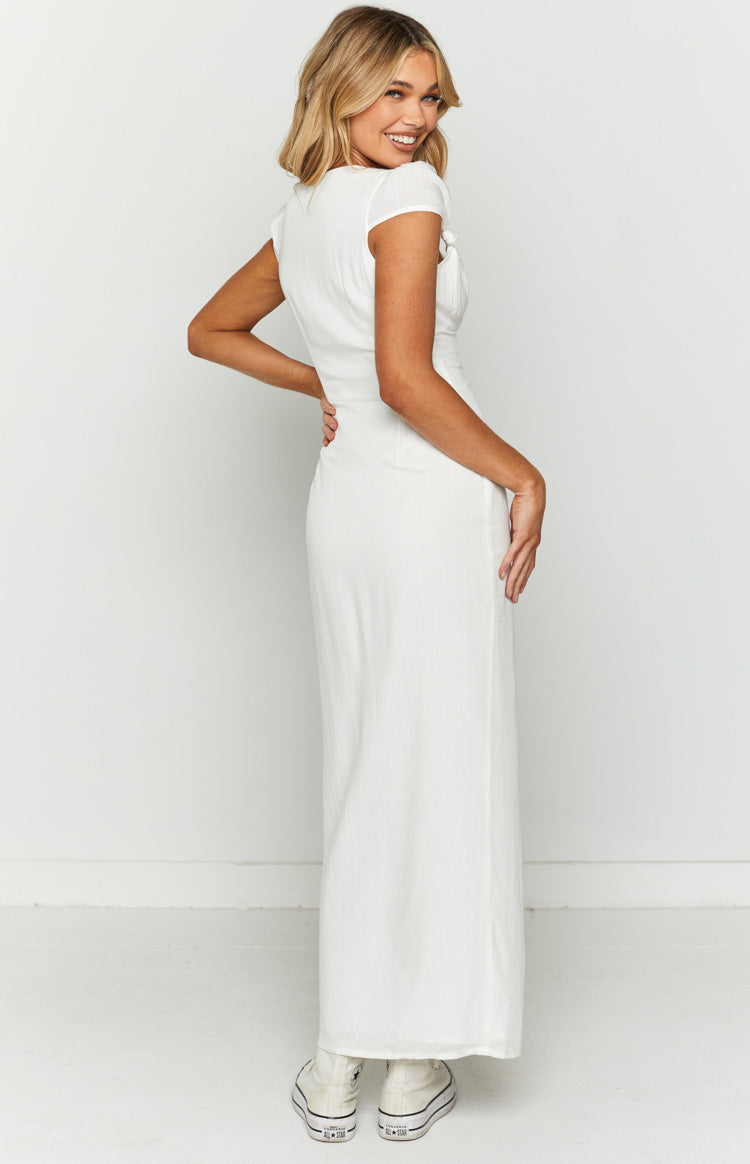 Amara White Button Up Midi Dress Image