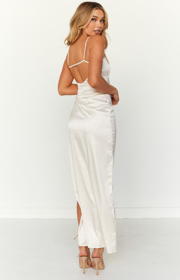 Aria Off White Backless Maxi Dress Image