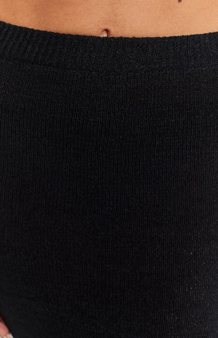 Kirsten Black Low Waist Maxi Knit Skirt Image