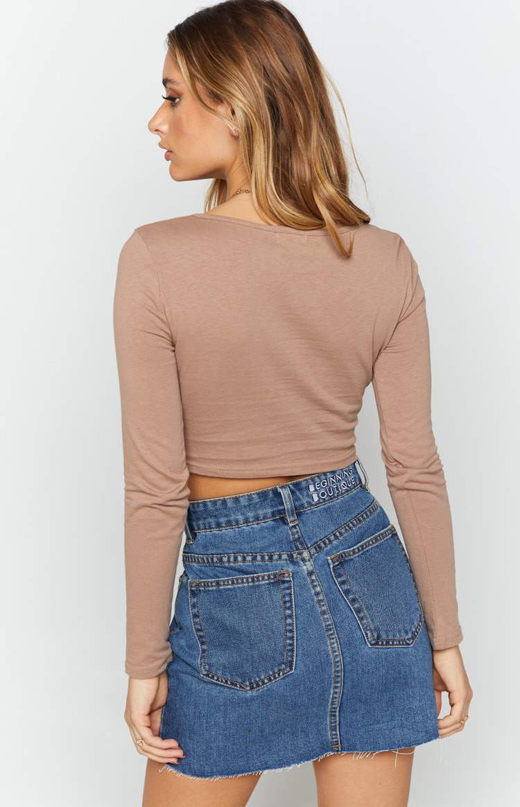 Charged Up Long Sleeve Crop Chocolate Image