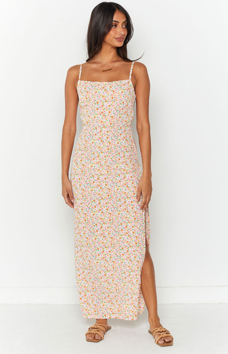 Chrissy Pink Floral Maxi Slip Dress Image