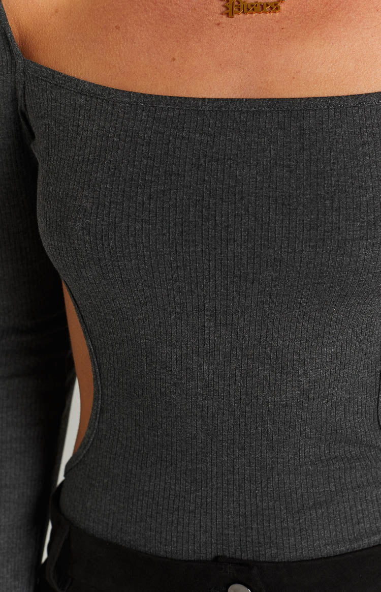 Elena Grey Long Sleeve Bodysuit Image
