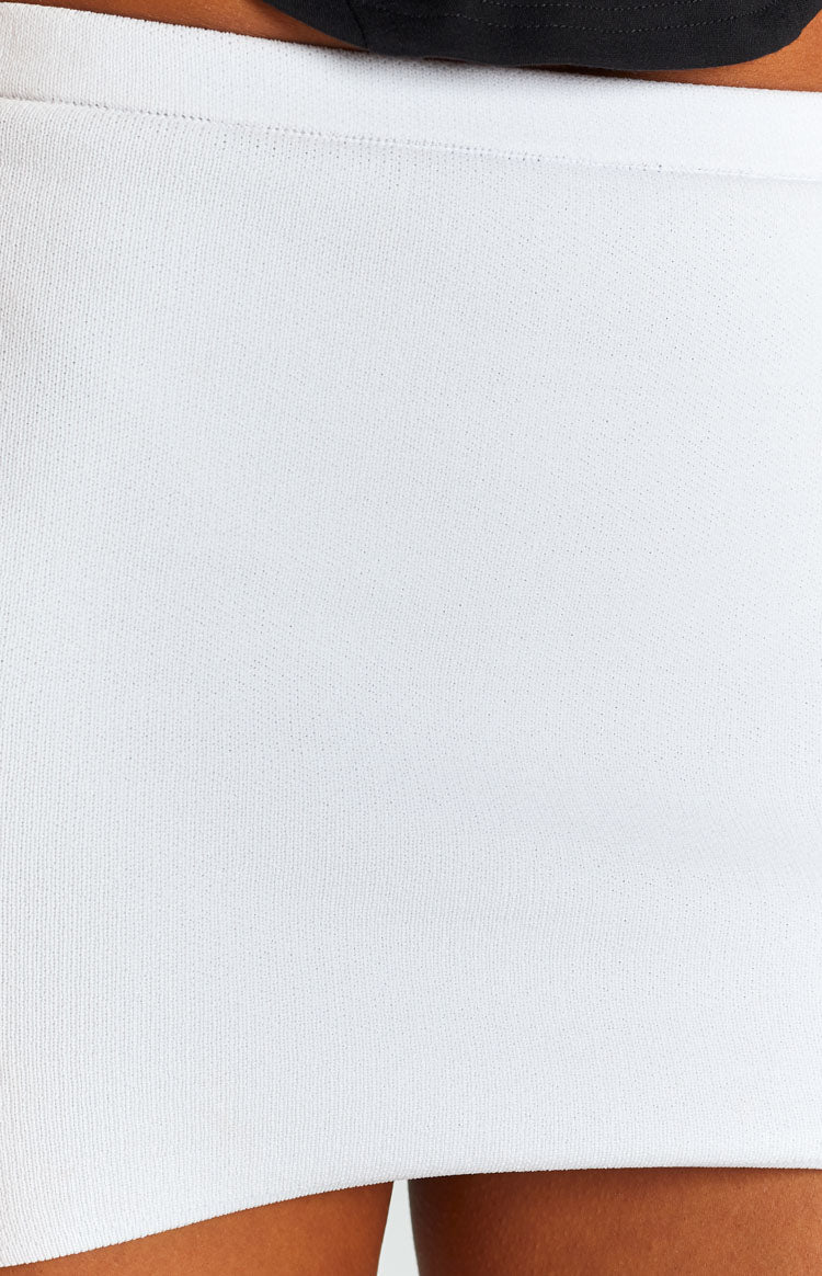 Elva White Knit Mini Skirt Image
