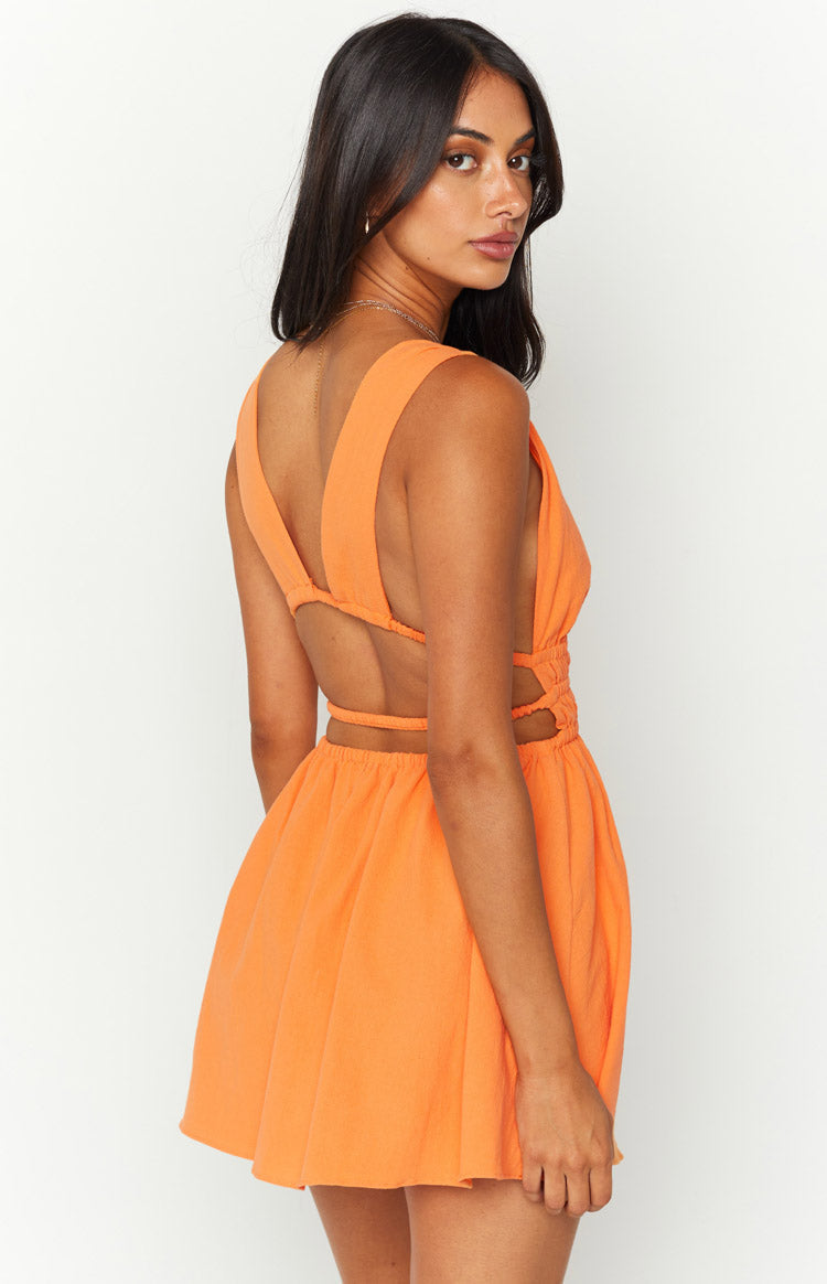 Genovia Crinkle Orange Mini Dress Image