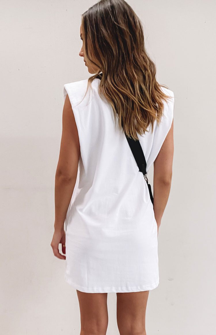 Jericho Padded Shoulder T-shirt Dress White Image