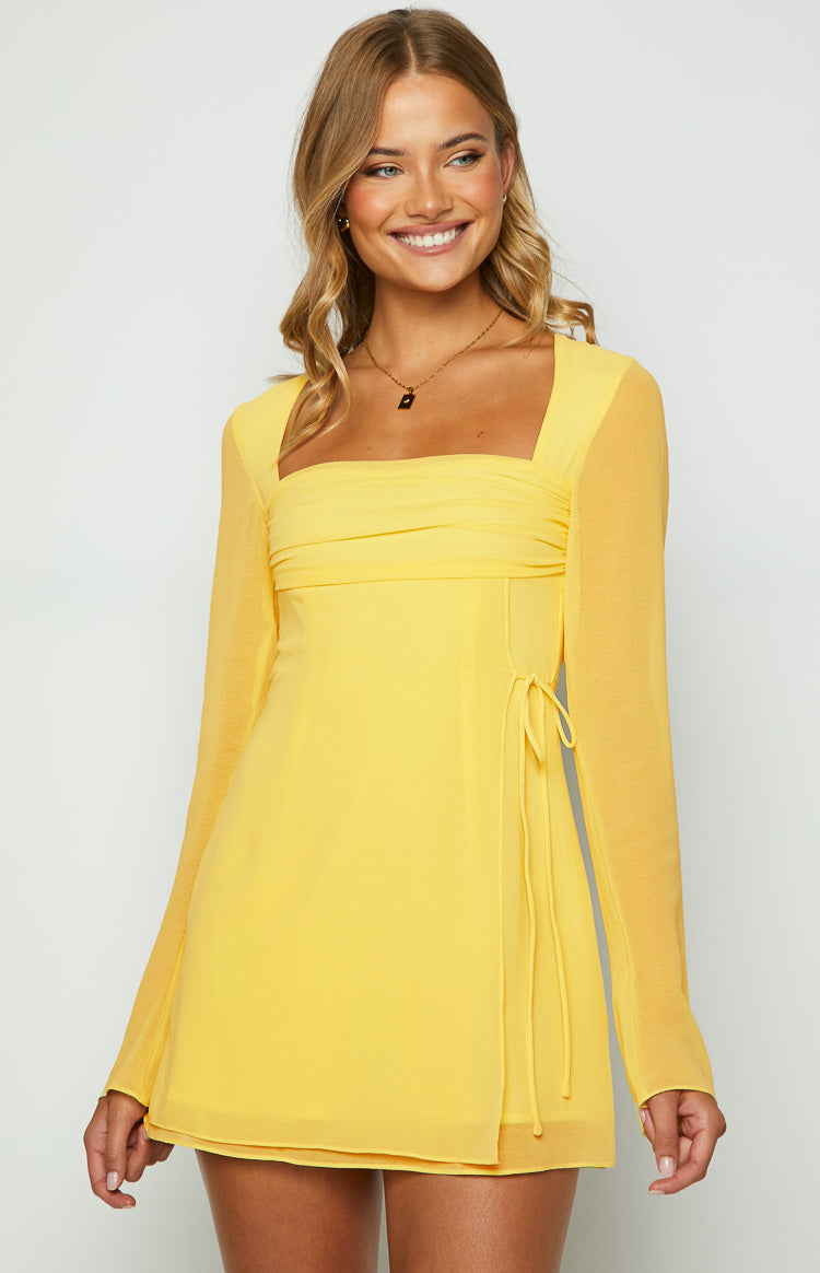 Lucy Yellow Long Sleeve Mini Dress Image