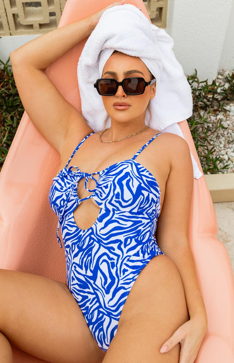 Leguna Blue Zebra Halter Neck One Piece Image