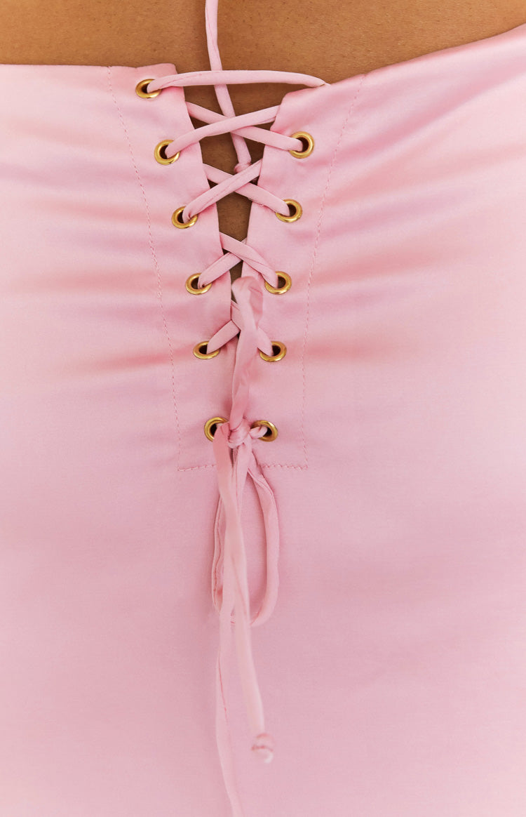 Mckenzie Pink Satin Maxi Skirt Image