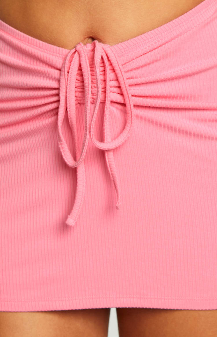 Milee Pink Rib Mini Skirt Image