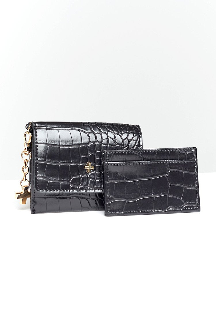 Peta & Jain Chana Wallet Black Croc Image